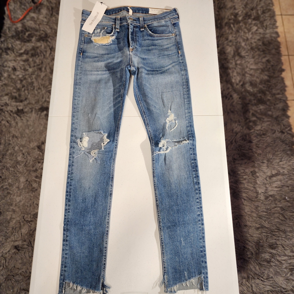 rag & bone Light Blue Distressed Skinny Jeans